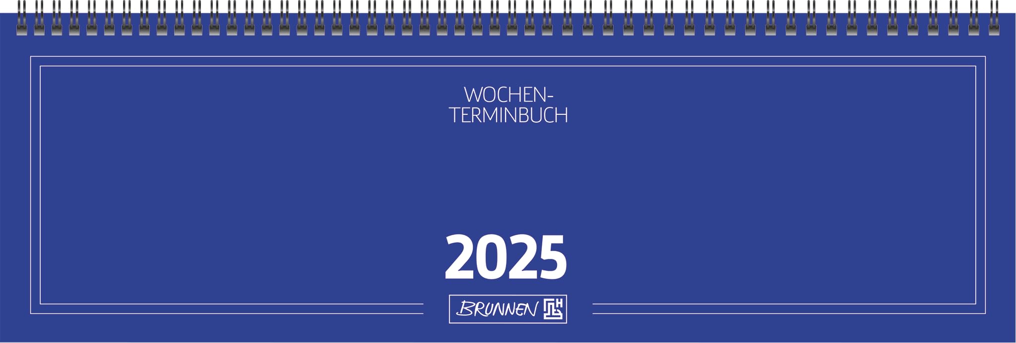 BRUNNEN Querterminbuch Modell 775 (2025), 2 Seiten = 1 Woche, 420 × 137 mm, 112 Seiten, Karton-Einband, blau