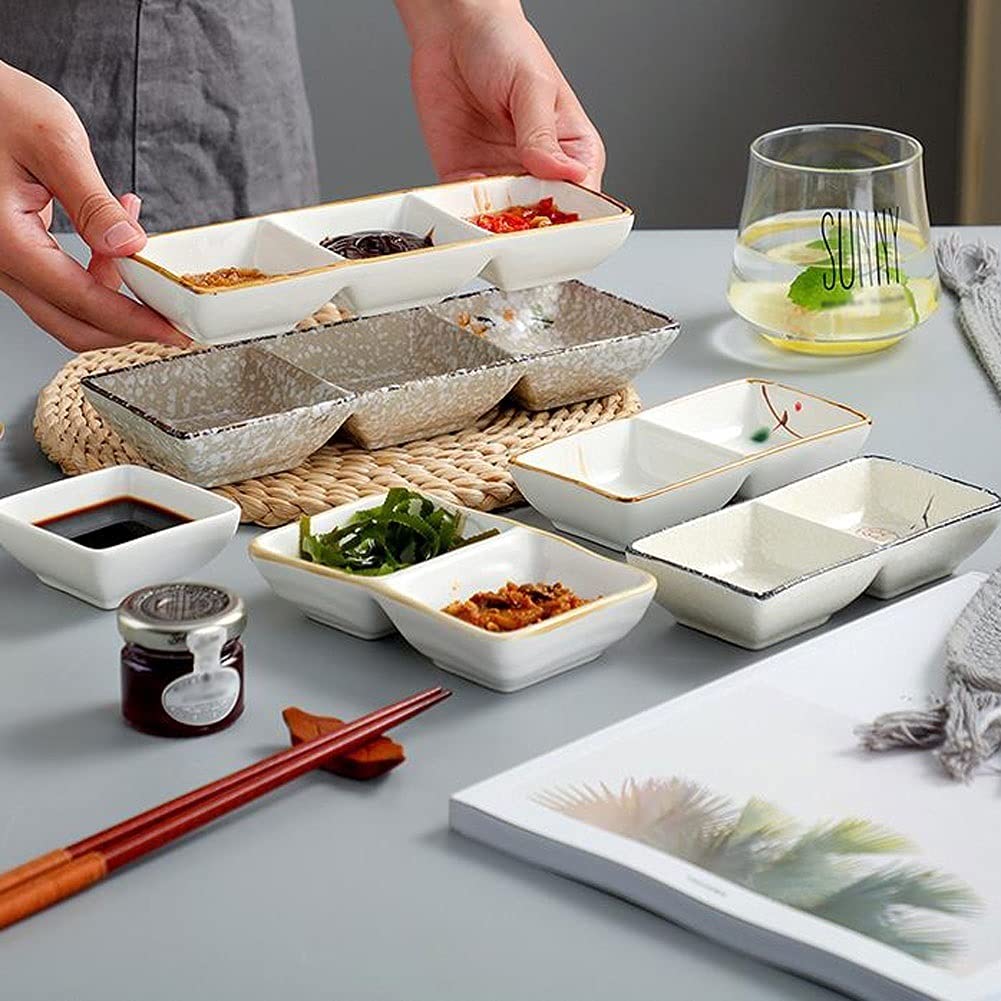 6-teiliges Set aus quadratischen Keramik-Dipschalen für Sojasauce, Tomatensauce, Grillsauce und andere Saucen für Partys und Abendessen