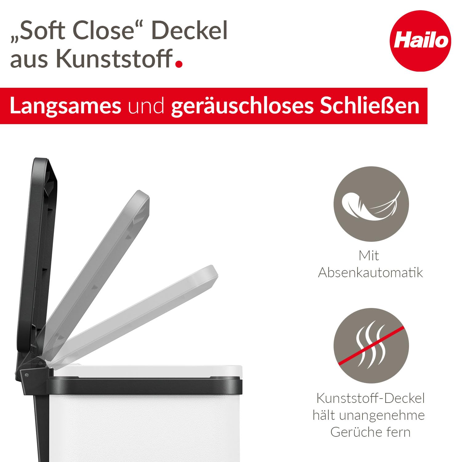 Hailo 0622-230" Oeko Duo Plus M Pedal Waste Separator, Sheet Steel White, 32 x 34 x 44 cm