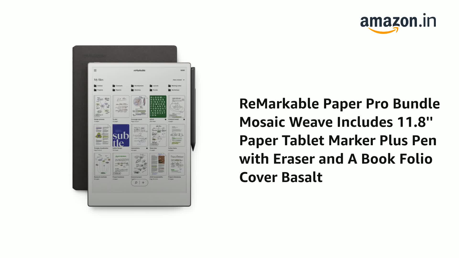 reMarkable Paper Pro ペーパータブレット＋BookFolio reMarkable Paper Pro Bundle Mosaic Weave Includes 11.8'' Paper