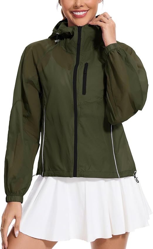 Avoogue Women's UPF 50+ Sun Protection UV Jacket Full Zip Lightweight Jacket Athletic Workout Hoodie