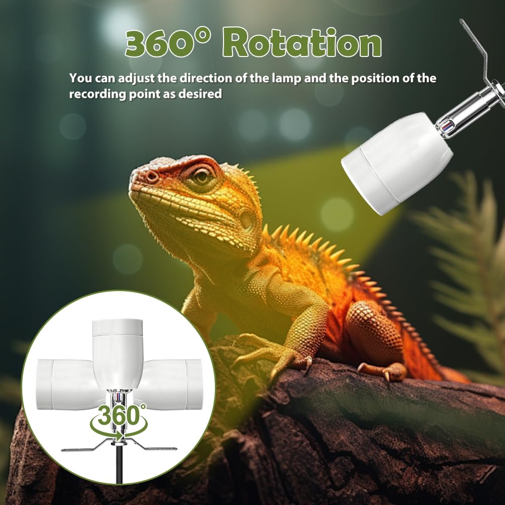 Lampada per Tartarughe di Terra, Terrario, Controllo Intelligente Della Temperatura, per E27, per Tartarughe, per Esterni, Serpenti, Lucertole, Tartarughe con Interruttore on/off (B)