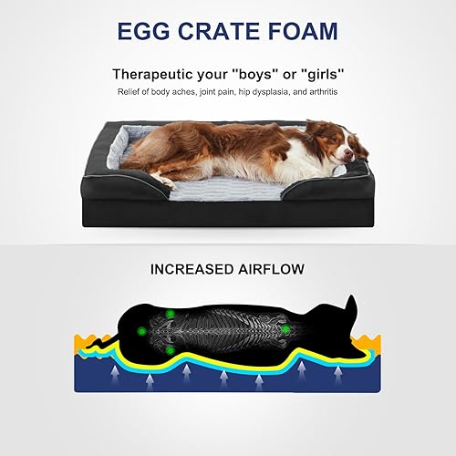 Vista 3 de FURTIME Cama ortopédica para perros pequeños, sofá cama lavable para perros pequeños, sofá cama de espuma de apoyo para mascotas con funda extraíble