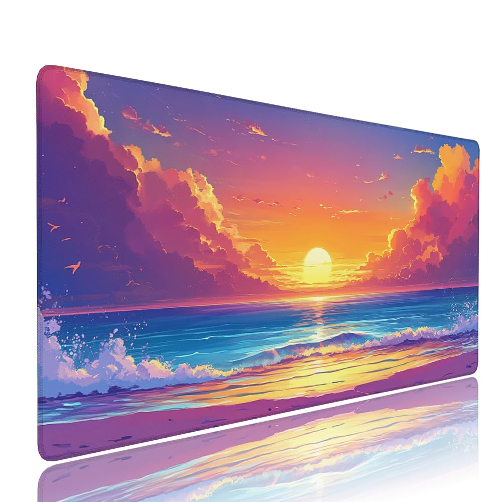 Podkładka pod mysz XXL kolor pod ręką biurko akcesoria do gier klawiatura podkładka pod mysz zachód słońca rozszerzona szeroka mata do gier 1400 x 600 x 3 mm wodoodporna antypoślizgowa gumowa podstawa