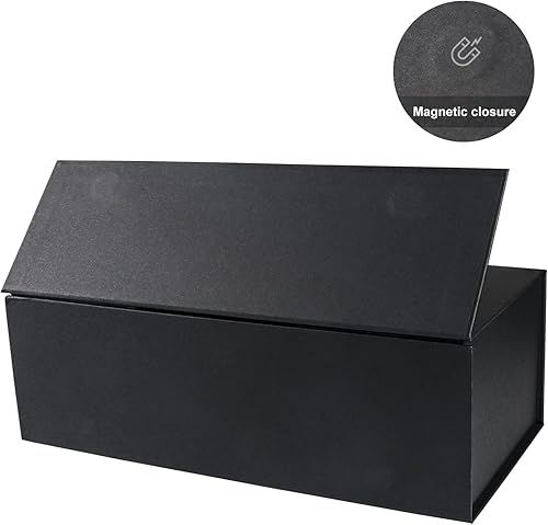 Miniatura 3 de Caja de regalo negra con tapa de cierre magnético de 12 x 6 x 4 pulgadas, caja de regalo para regalos, caja de regalo de dama de honor, caja de