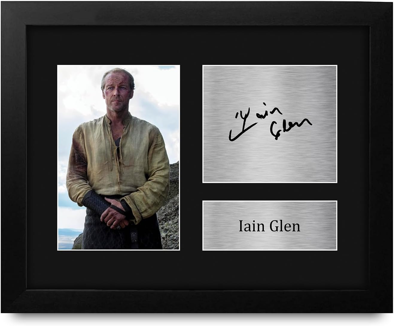 HWC Trading Iain Glen Game of Thrones Ser Jorah Mormont Framed Gifts Printed Signed Autograph Picture for TV Memorabilia Fans - US Letter Size