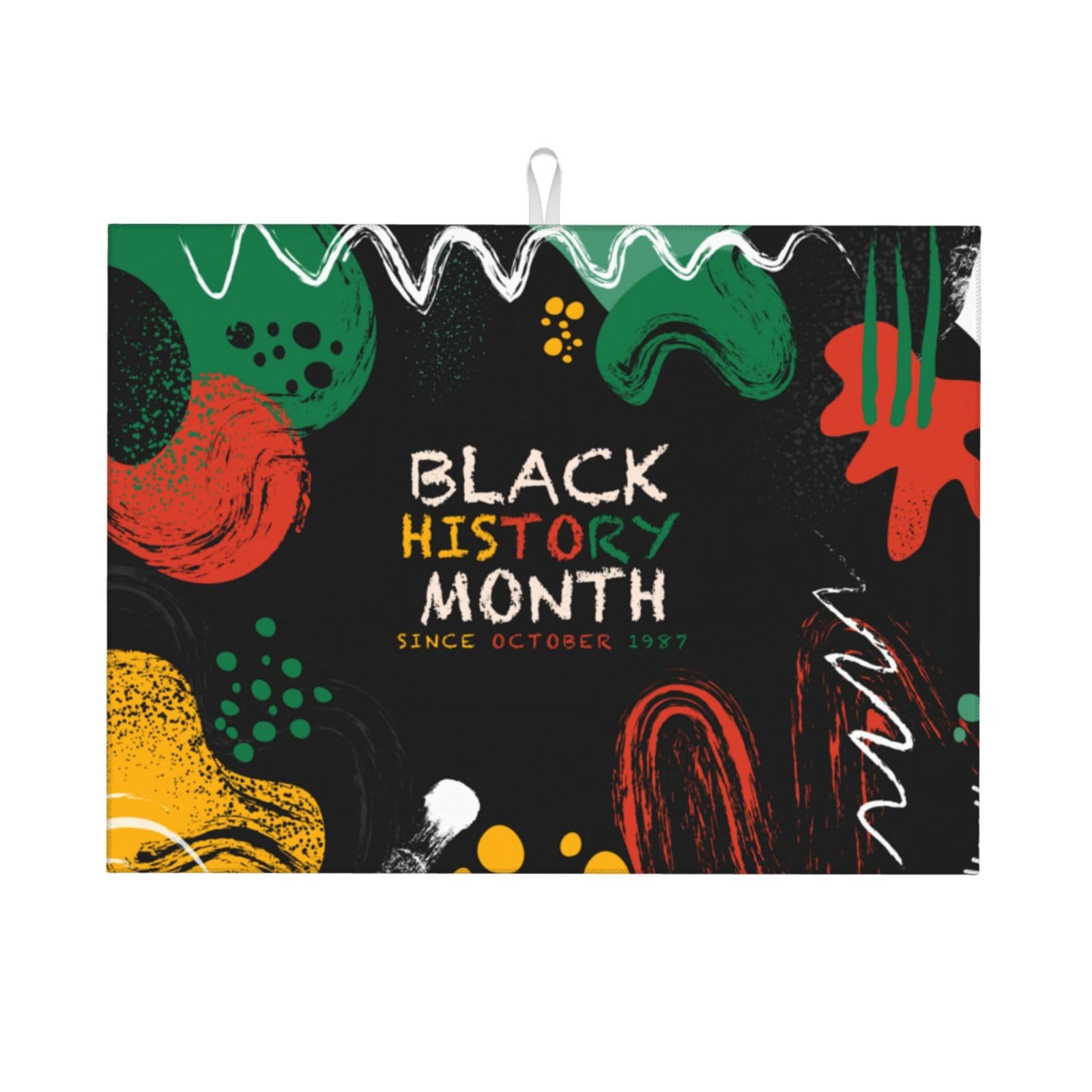 itin Dish Drying Mat for Kitchen Counter, Super Absorbent Black History Month Theme Mats Microfiber Dish Pad for Bar Countertop Sink, 18x24 Inches