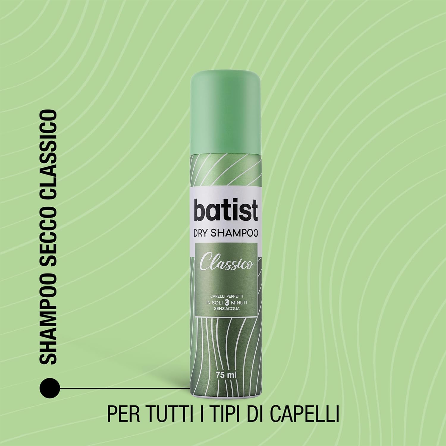 12x Batist Dry Shampoo Classico - Trockenshampoo Reinigt das Haar in nur wenigen Minuten ohne Wasser 75ml+ Beni Culinari Kostenloser Schlüsselanhänger