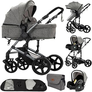 Carrito bebe 3 en 1,set de cochecito,Coche bebe,doble suspensión,mecanismo de plegado…