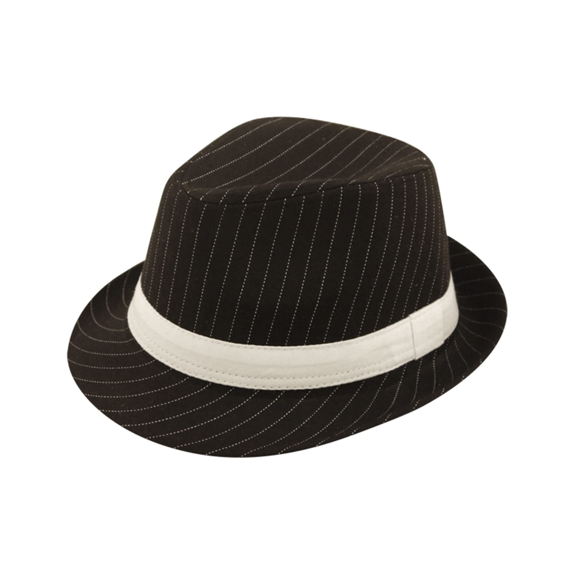The Fancy Dress® New Adult Unisex Hats Bowler Trilby Gangster Santa Chef Pirate Cowboy Sailor Visor Rainbow Captain Hat Theme Party Accessory (Gangster Black White Stripes Hat)