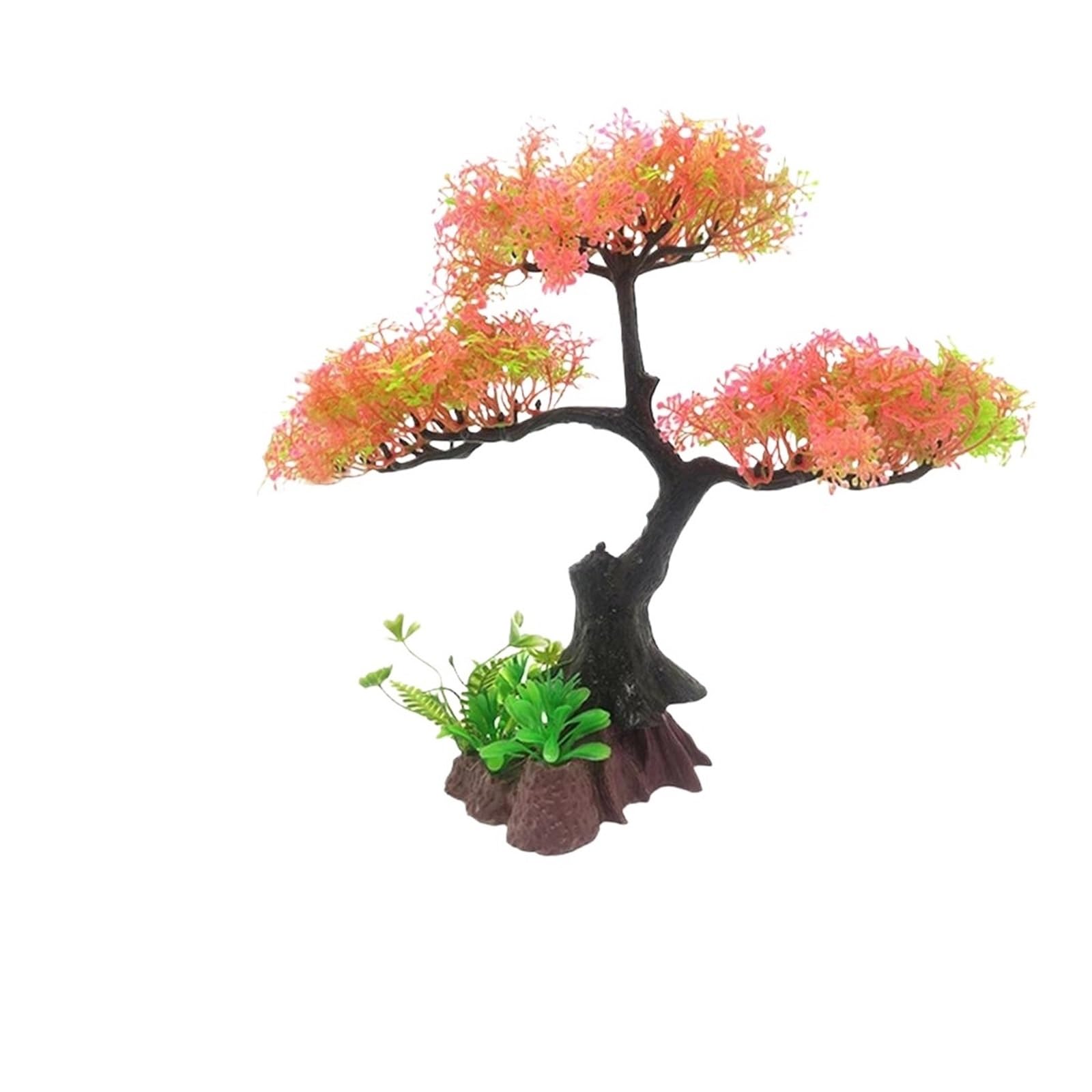 JTKSSCS Aquarium Plants Fish Tank Decoration Aquarium Artificial Plastic Plants Cherry Blossom Tree & Grass Decor(Orange)