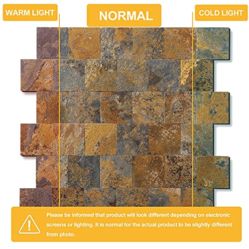 Backsplash Peel and Stick PVC Tile, Stickon Tile for Kitchen Backsplash, Bathroom Vanities, Fireplace Décor, Laundry Table, Stair Decals in Rusty Slate (12" X 12", 5 Sheets) - Thumbnail 5