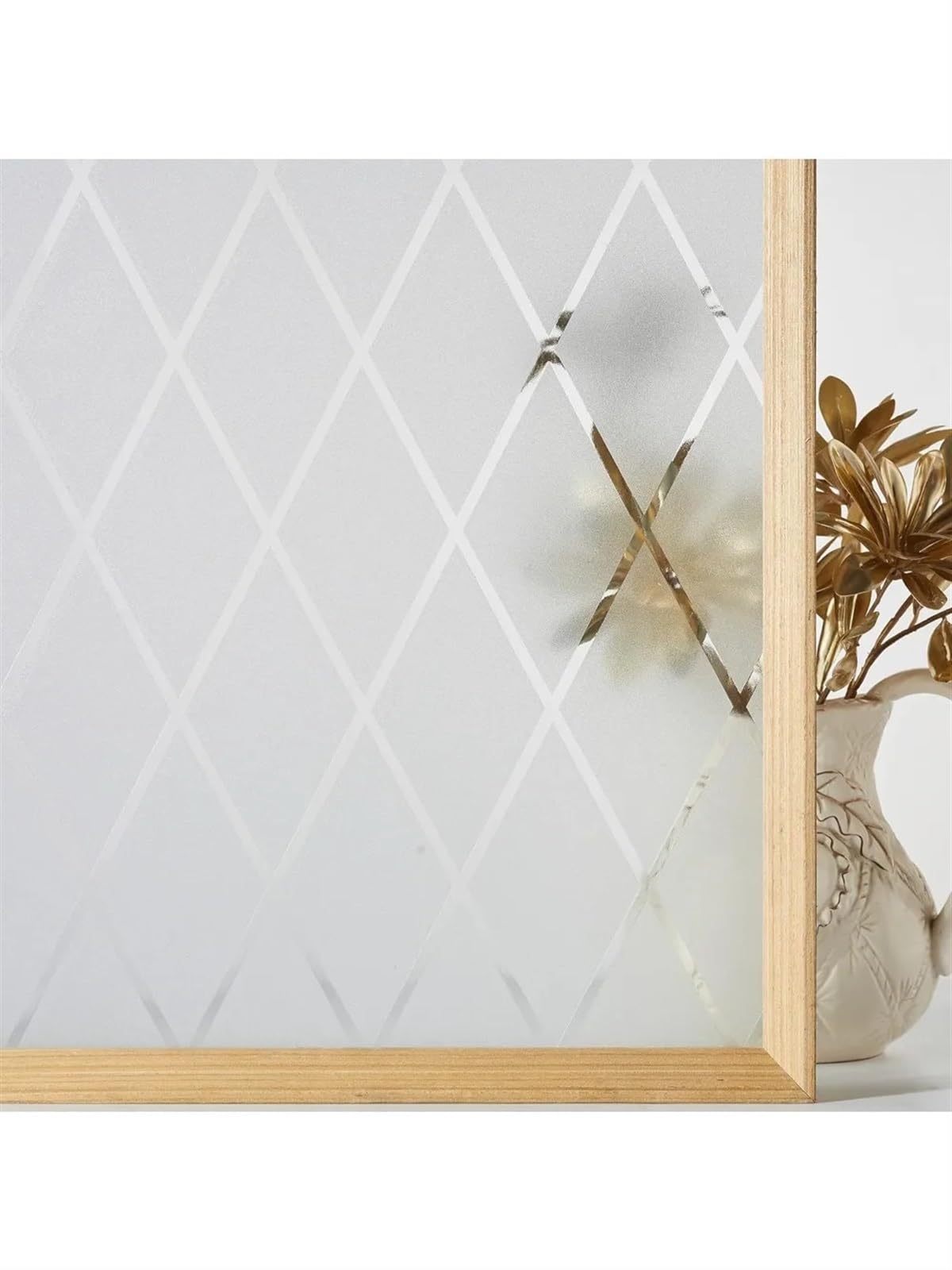 Lattice Frosted Window Film Privacy Static Cling Vinyl Opaque Glass Sticker Non Adhesive 35.4inx118in for Glass Windows(35.4 x118 (90x300cm)