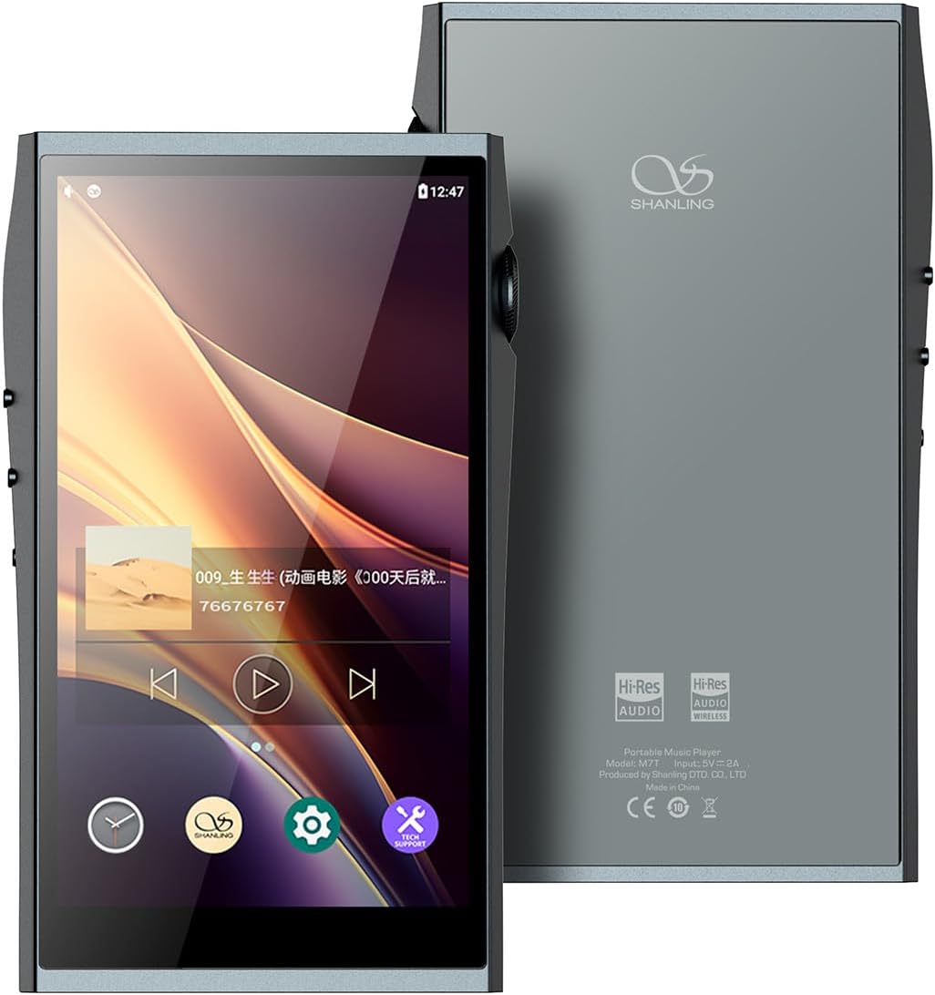 ഫ്രണ്ട് view of the SHANLING M7T Digital Audio Player displaying its user interface.