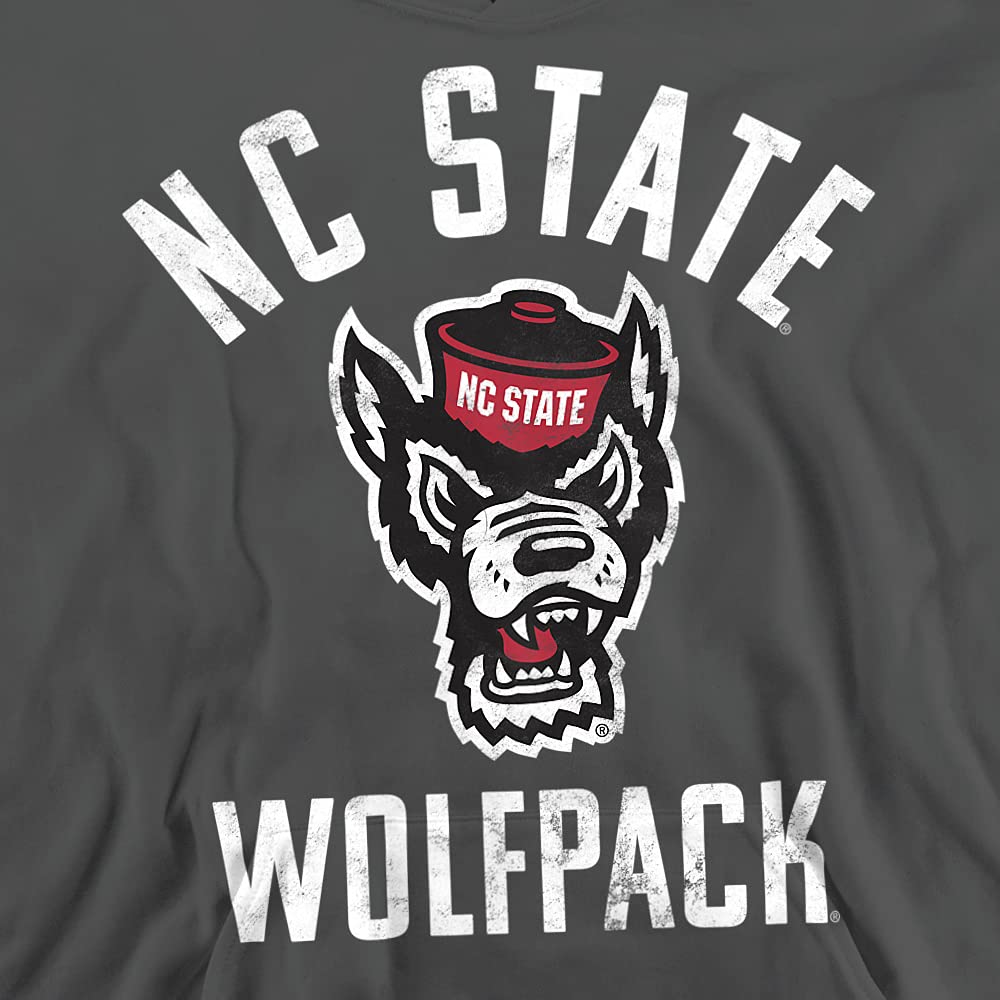 NC State Wolfpack Official Ncsu Wolfpack Logo Unisex Youth Pull-Over Hoodie,Charcoal, Large