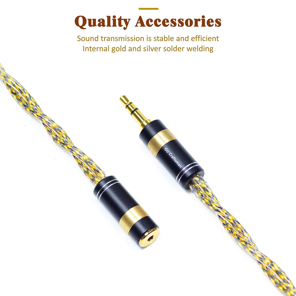 GUCraftsman Cavo adattatore per cuffie, da maschio 3,5 mm a femmina da 2,5 mm, in rame placcato argento 6N senza ossigeno con schermatura in metallo IEM cavo di conversione portatile