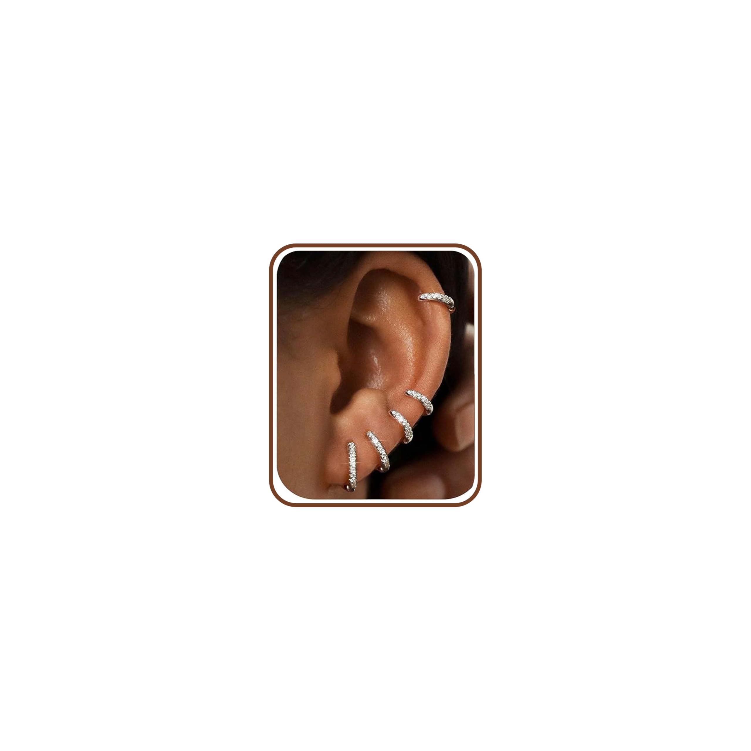 FIOROYAL 5Paia Orecchini Cerchio Argento 925 per Donna - Set Orecchini Cerchio Piccoli, Placcato Oro 14K Piccoli Orecchini Ipoallergenici Zirconi Cubici Orecchini Cerchio per Ragazze 6/7/8/9/10mm