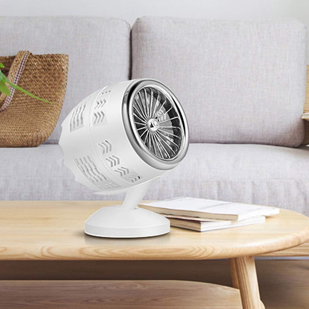Desk Tiny Fan, Double-blade for Table Tiny Round Fan Quiet Adjustable Tilt 5-20 ° Rotating USB Rechargeable Household