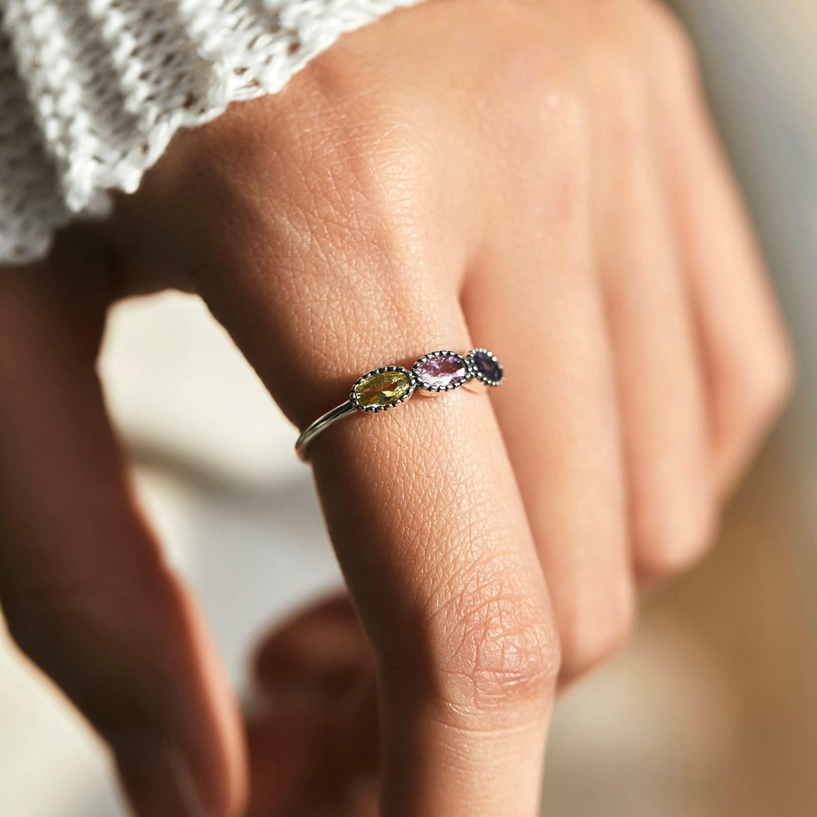 Anillo de compromiso de oro amarillo de moissanita, 9/14 quilates, tamaño Au375/Au585, moissanita redonda blanca, apilable para tía