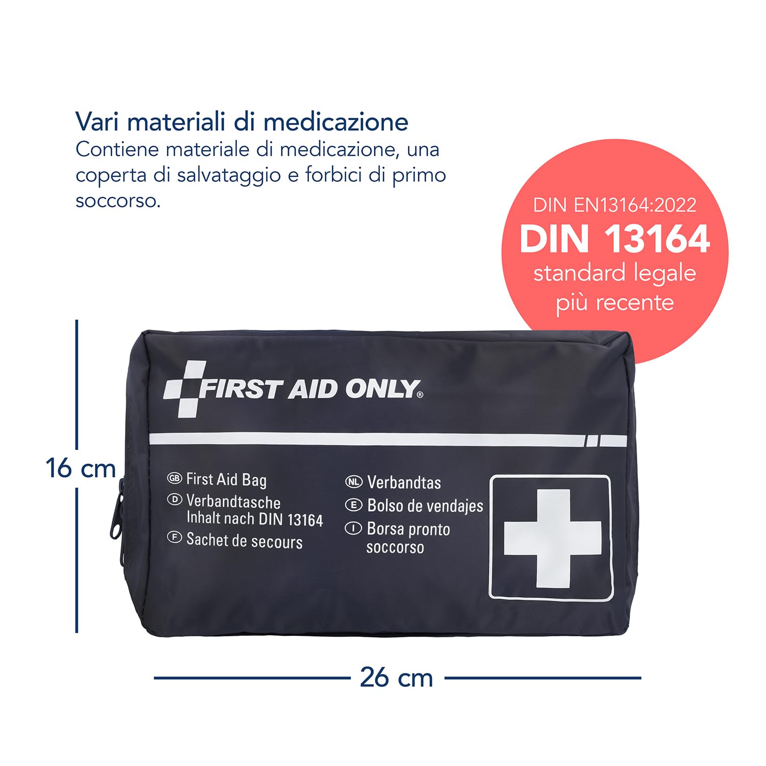First Aid Only Borsa di pronto soccorso auto DIN 13164 Kit emergenza