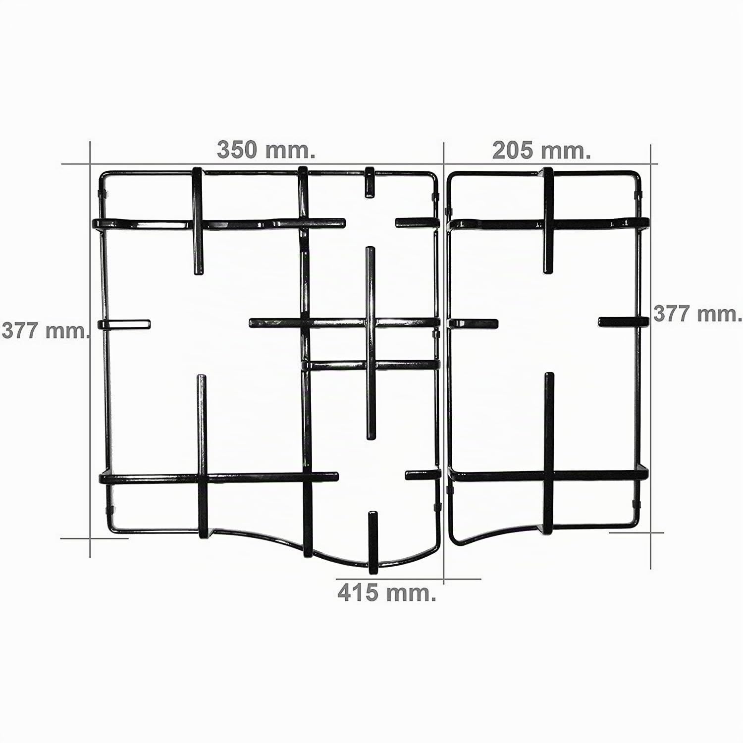 eRicambi, Kit 2 Griglie Per Piano Cottura Hotpoint Ariston Indesit, 4 Fuochi, In Piattina Smaltata Nera, C00303496 + C00303495, Per Modelli PC640T GCL641TX PCN642