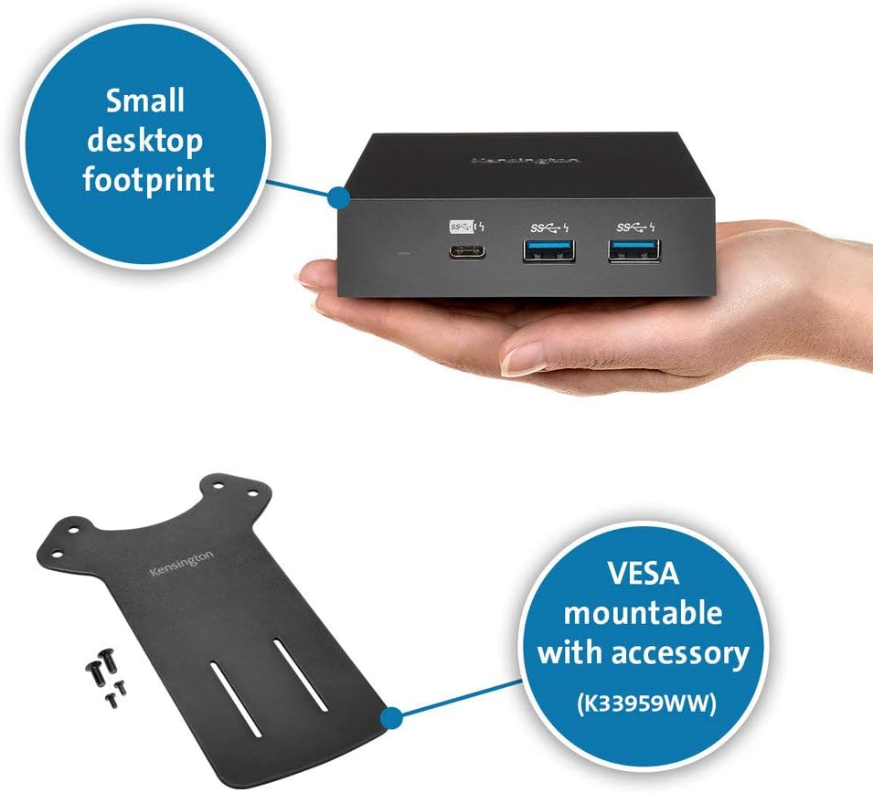 Kensington SD2000P USB-C Docking Station for Ipad Pro, Windows Laptops, Surface, MacBooks and Chromebooks - Single 4K video, 135W (K38260NA)