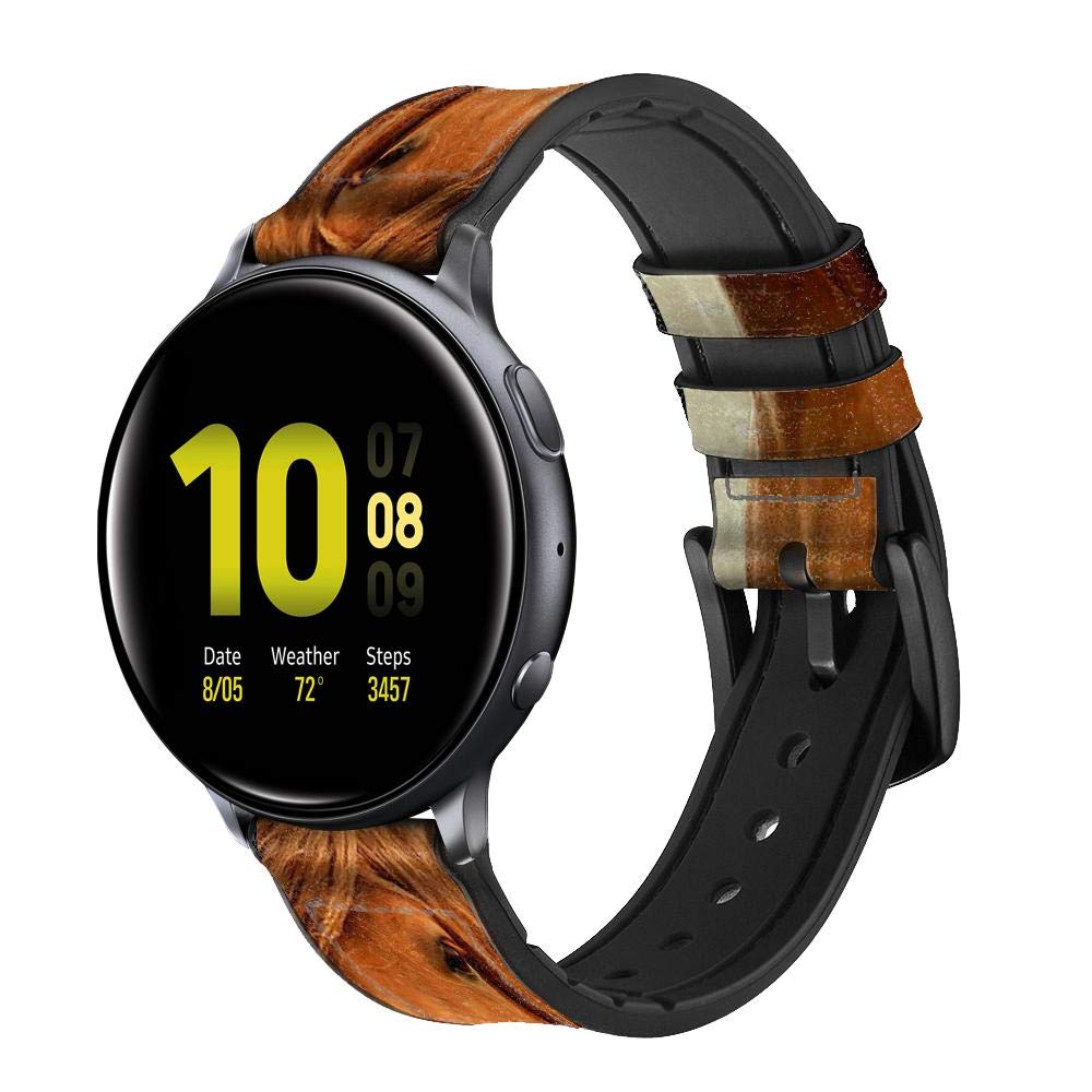 Beautiful Brown Horse Correa de Reloj Inteligente de Cuero y Silicona para Samsung Galaxy Watch, Watch3 Active, Active2, Gear Sport, Gear S2 Classic Tamaño (20mm)