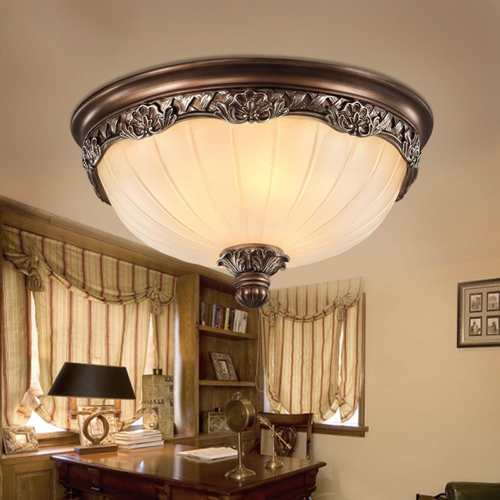 Przemysłowa Półpodtynkowa Oprawa Sufitowa Okrągła Szklana Lampa Do Przedpokoju Blisko Sufitu Szklana Oprawa Oświetleniowa Sufitowa W Stylu Vintage Lampa Sufitowa Do Przed, 45 * 20cm