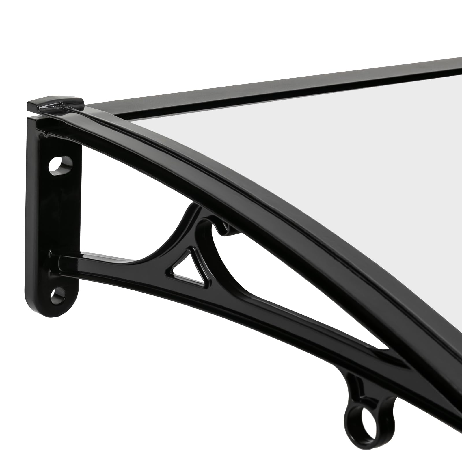 Vordach für Haustür 120x60 cm Überdachung Haustür aus Aluminium Legierung Türdach für Draußen Regenschutz Türvordach für Sonnenschutz Pultvordach für Tür Eingang Hauseingang (Klar+Schwarz)