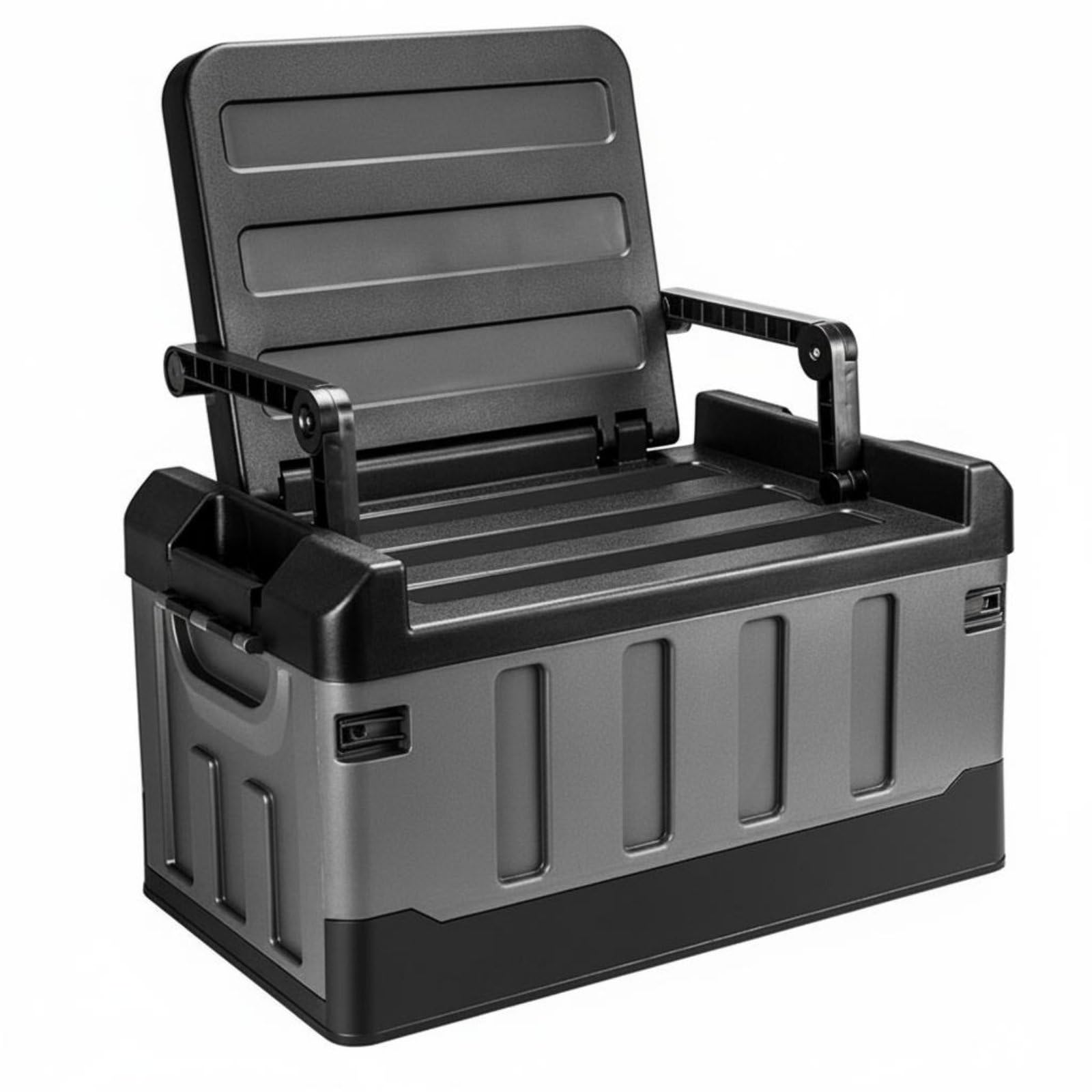 TISHITA Sedia Pieghevole con Contenitore Scatola Seduta Organizer in PP Pieghevole Resistente per Attrezzatura Outdoor E Abbigliamento Adatta per Campeggio, Blu-bianco