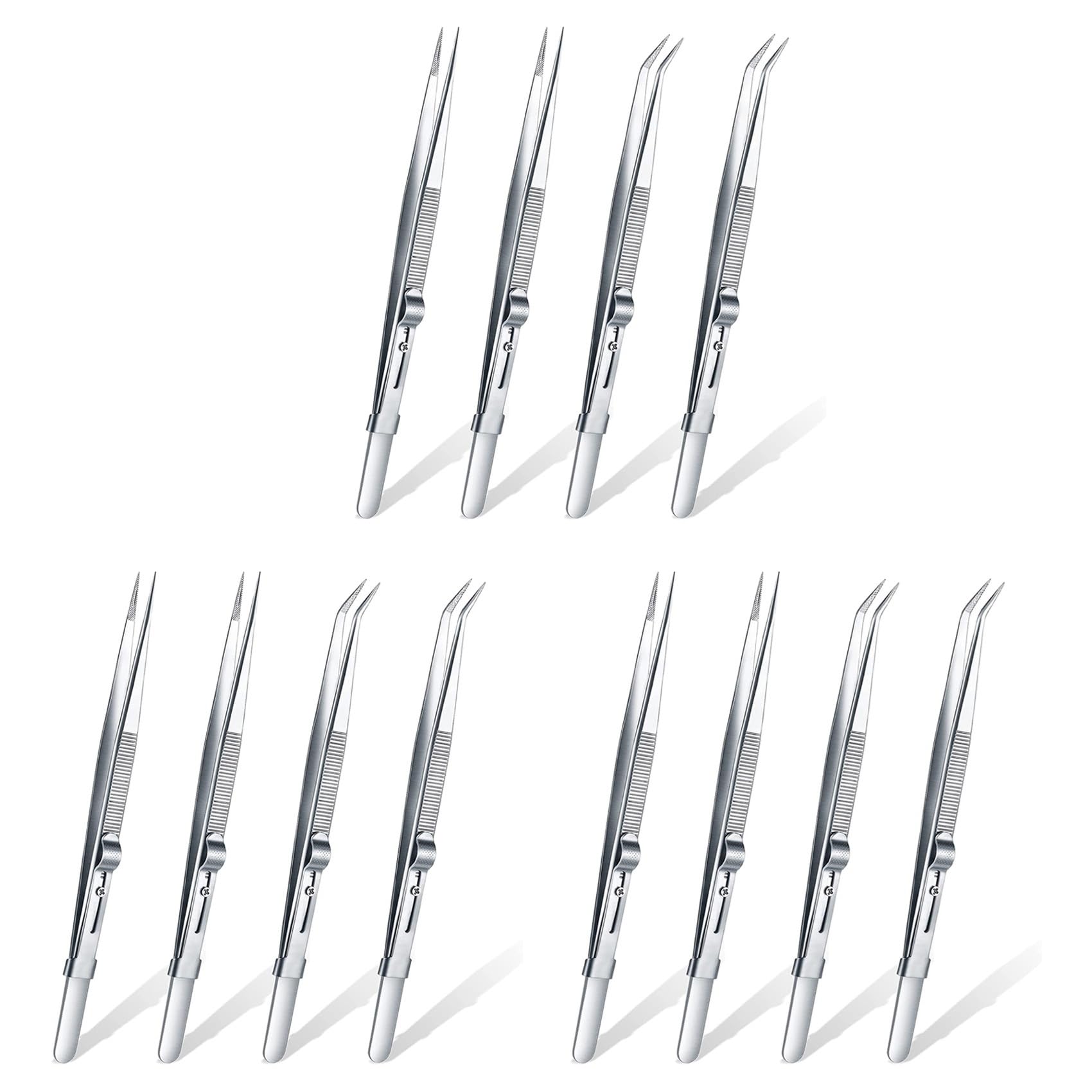 Hndhbfgrt 12 Pieces Soldering Tweezer ESD Anti-Static Industrial Electronic Tweezers Tool Set for Jewelry Makeing Craft
