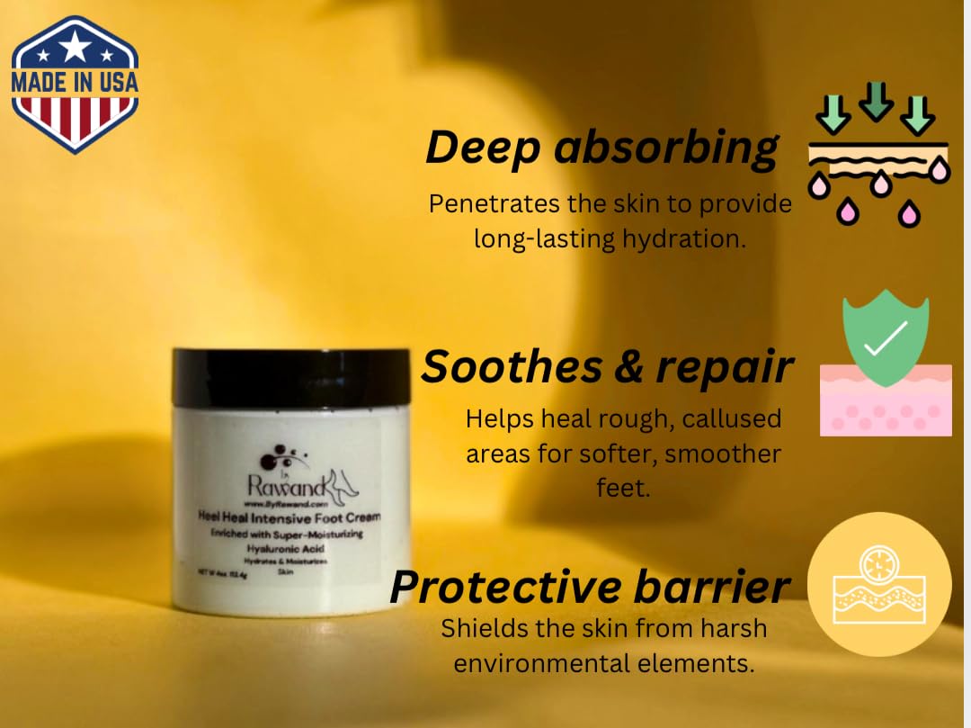 ByRawand Organic Deep Foot repair with Hyaluronic Acid & Cocoa Butter With Vitamin E Handmade Heel Heal For Cracked Heels and Dry Feet Enriched With Shea & Kokum Butters