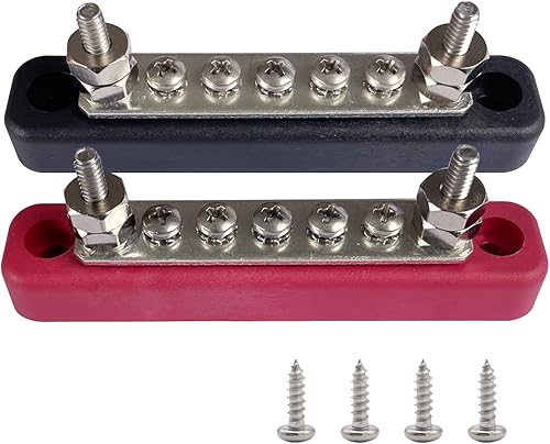 Barra de bus de latón de 5 terminales, bloque de distribución de energía y tierra de 4.2 pulgadas, conexión de batería de barra colectora de latón,