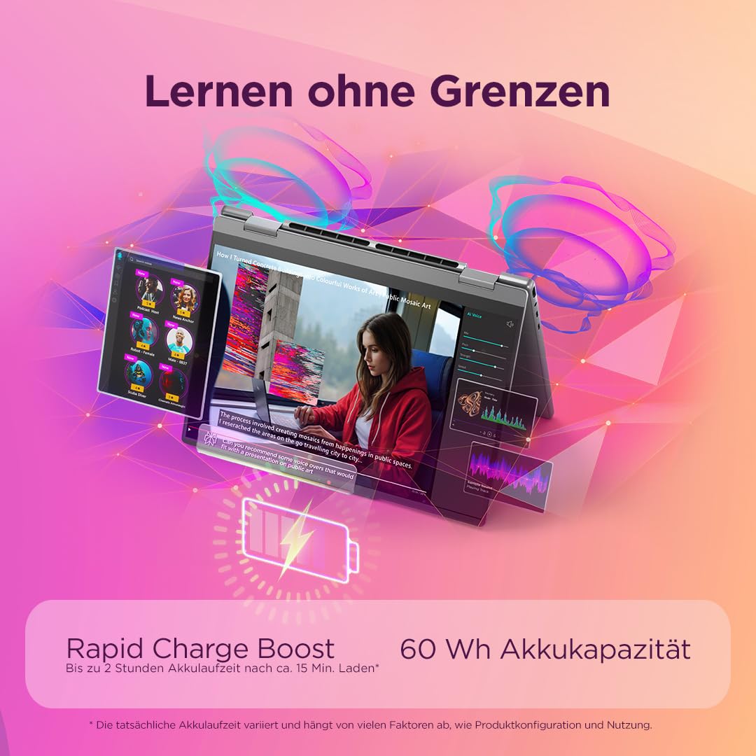 Lenovo IdeaPad 5X 2in1 Laptop | 14" WUXGA OLED Touch Display | Snapdragon X2 Plus X2P-42-100 | 16GB RAM | 512GB SSD | Qualcomm Adreno Grafik | Windows 11 | QWERTZ | Grau | 3 Monate Premium Care