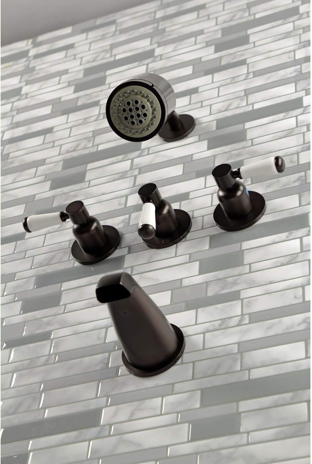 Kingston Brass KBX8138DPL Paris Triple-Handle Tub and Shower Faucet in Brushed Nickel