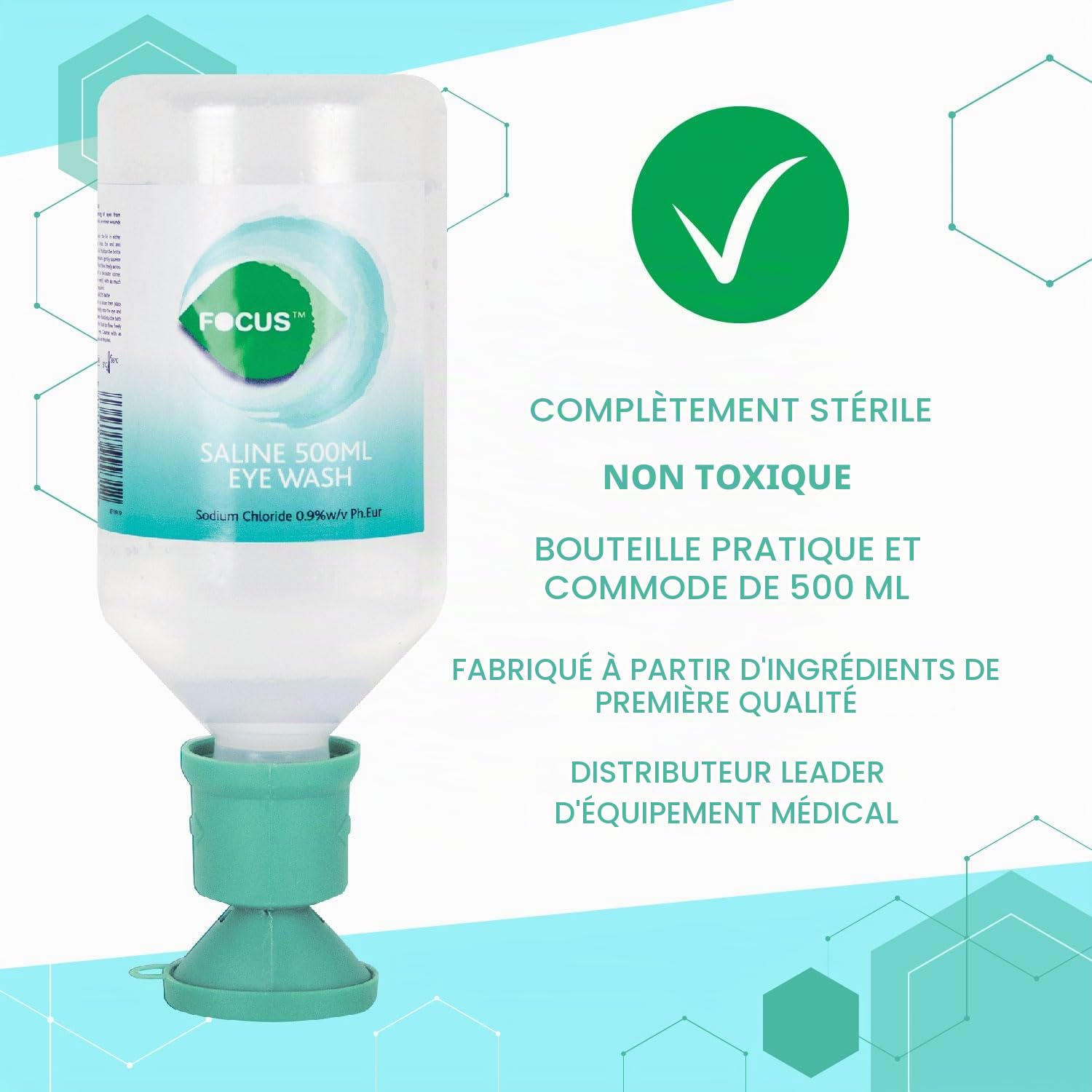 Station Murale De Lavage D'Urgence Focus Avec Support - Traitement Efficace et Stérile pour les Yeux, Facilement fixable au mur, Ideal sur le lieu de travail, dans les écoles