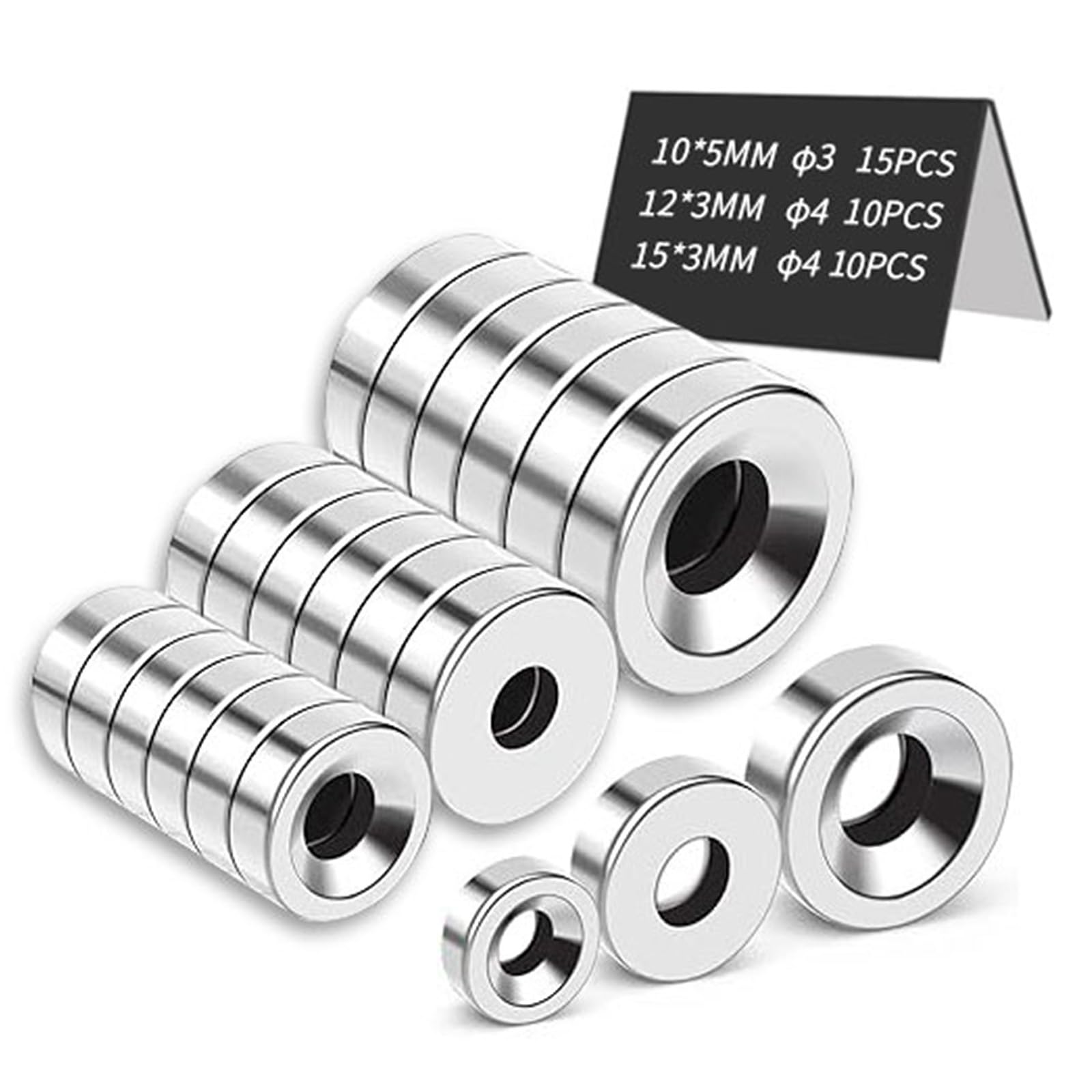 Aimant Puissant Néodyme Rond - Lot de 35 Pièces Assorties à Haute Force d'Attraction pour Placard
