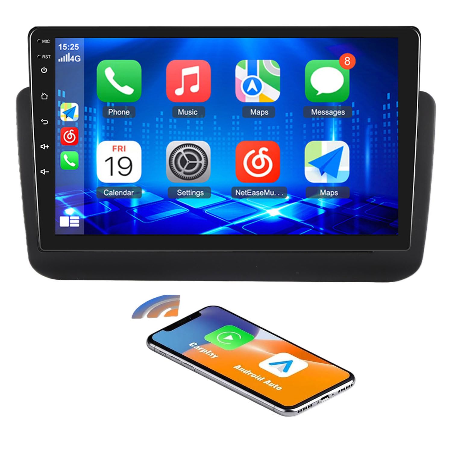 9'' 4+64GB Multimedia AHD GPS Sat Navigation Canbus RDS/FM DIN DSP DVR SWC Radio Audio Player Stereo Wireless CarPlay IOS Android Kompatibel mit Audi A1 8X 8X1 8XK 8XF/Q3 8U MMI Quattro S Line Sport