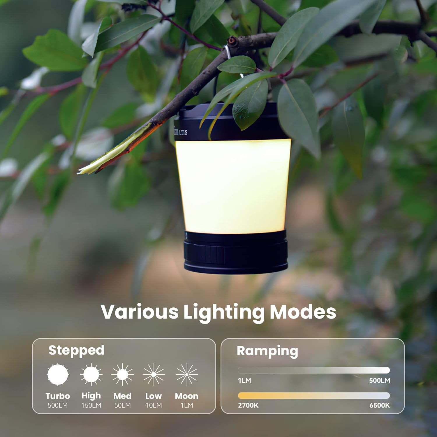 Sofirn LT1S LED Camping Lantern, Rechargeable Lantern with Dimmable 2700K - 6500K Light, red Light, 500 Hours Battery Life for Power Outages, Hiking, Camping, Emergency