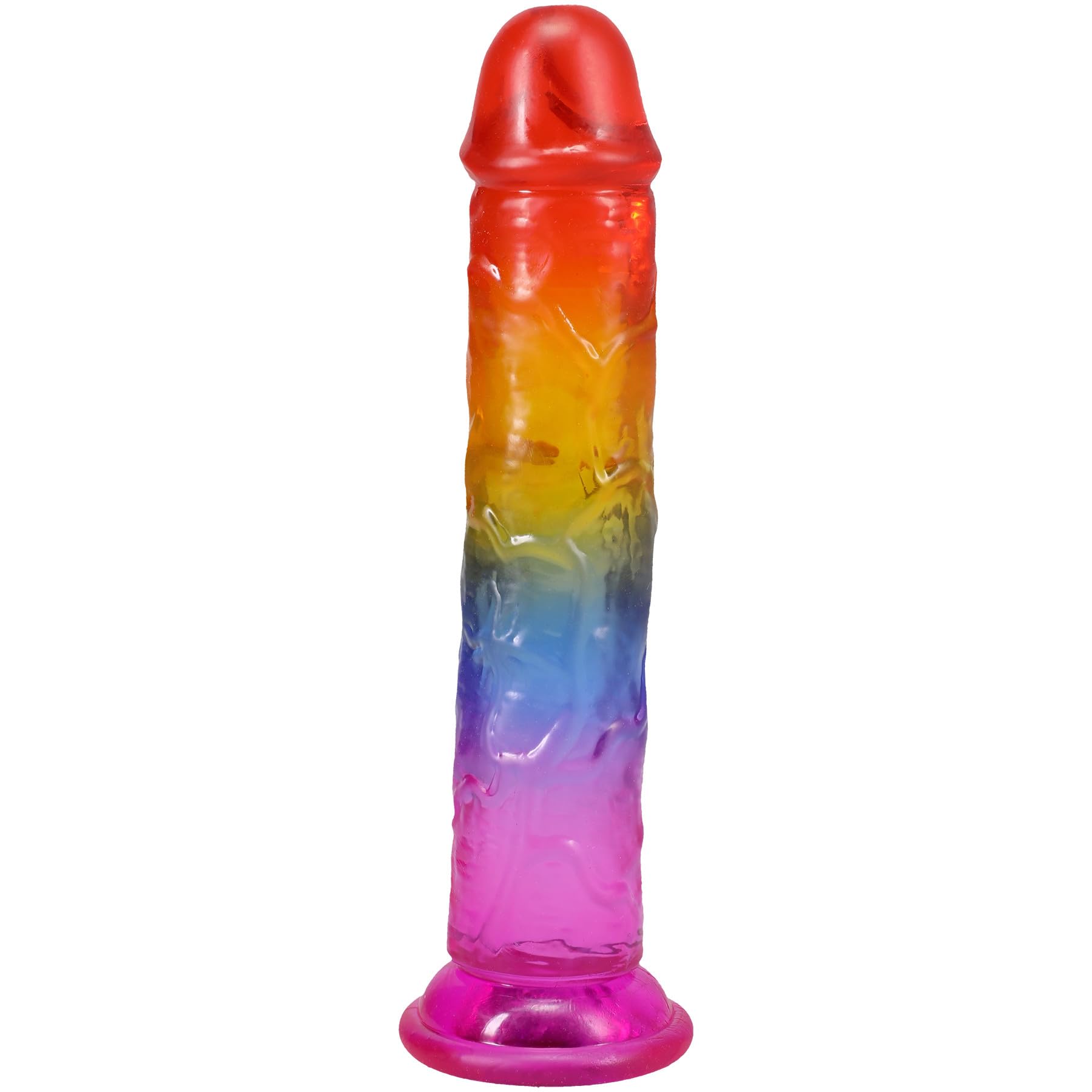 Doc Johnson Crystal Jellies - 8.5 Inch Realistic - Dildo - for Adults Only, Rainbow: 7 Inch Dong