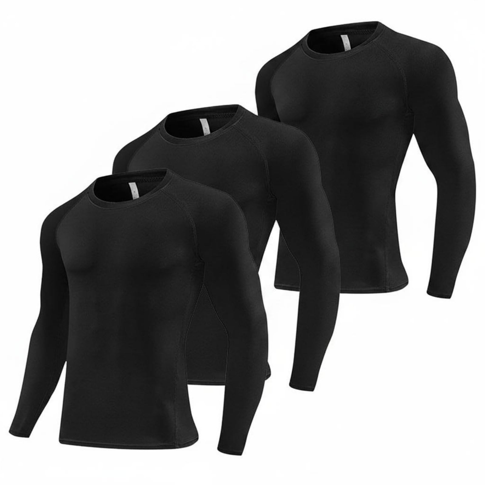T-Shirt de Compression à Manches Longues Respirant Haut de Fitness à Manches Longues Coupe Ergonomique Maillot pour Hommes, Athlètes, Black L