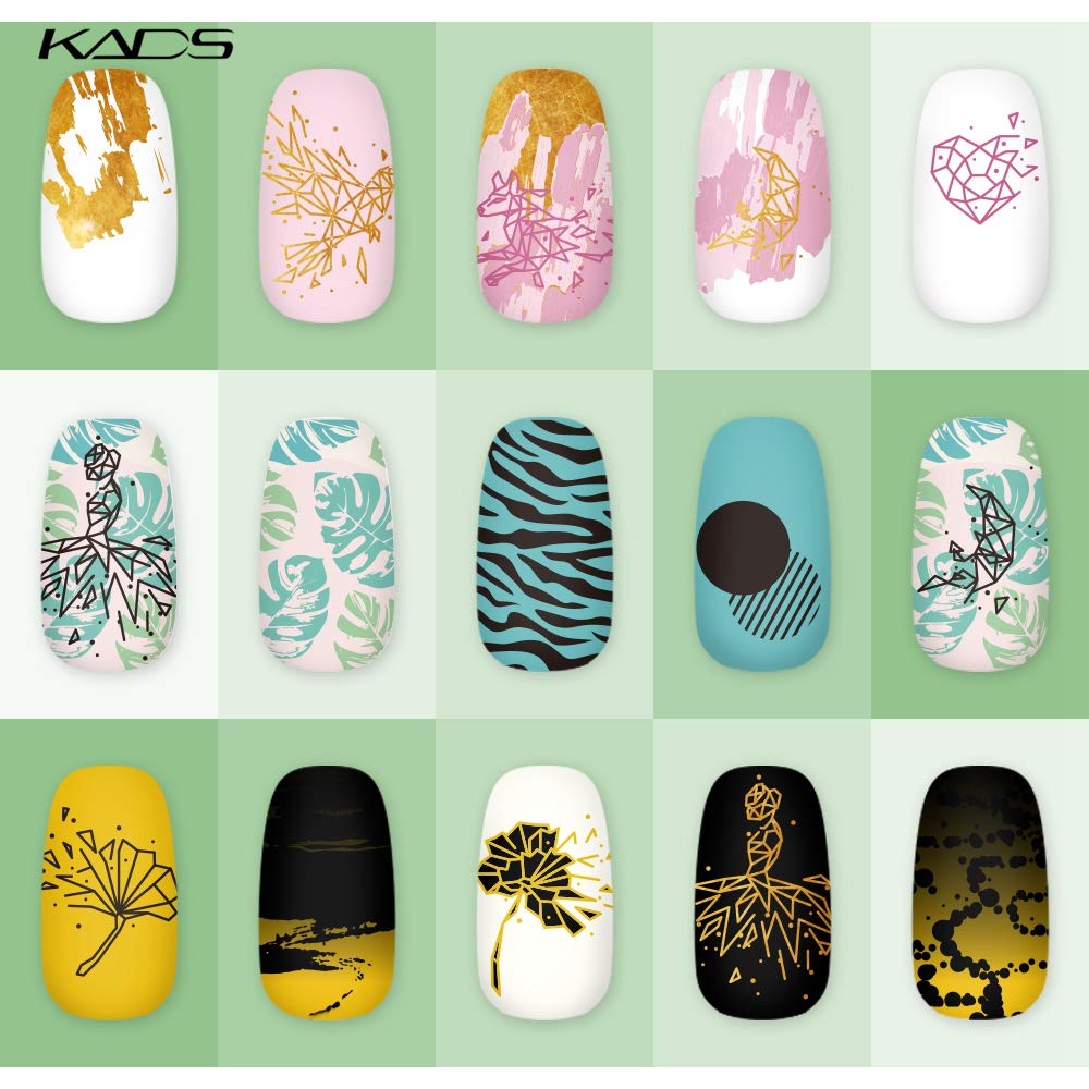 KADS Nagelschablone Stempelplatte FA059 Aus Edelstahl, 8 X 7 Cm – Für Nageldesign, Maniküre, Mit Detaillierten Mustern