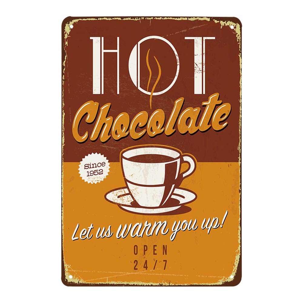 Juego de 4 placas de metal retro vintage con diseño de café