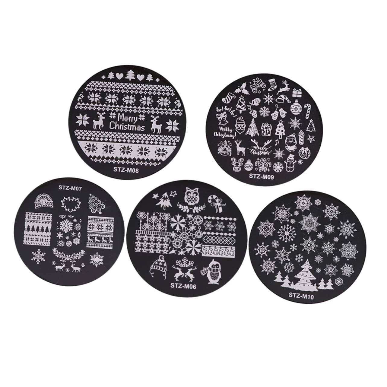 ABOOFAN 5pezzi Stampi per Unghie Natalizie in Metallo Lucido Kit di Stamping per Nail Art Template di Modelli