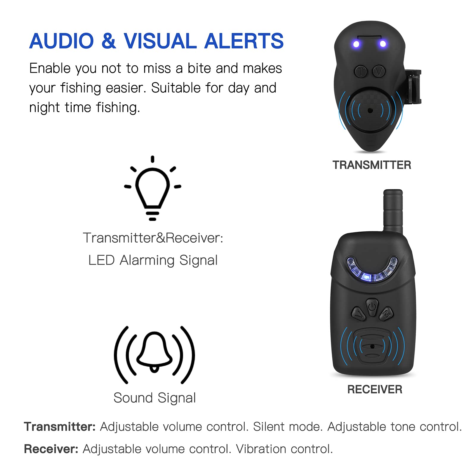 Kit de Alarma de Pesca Digital con Estuche Portátil y Indicador Luminoso