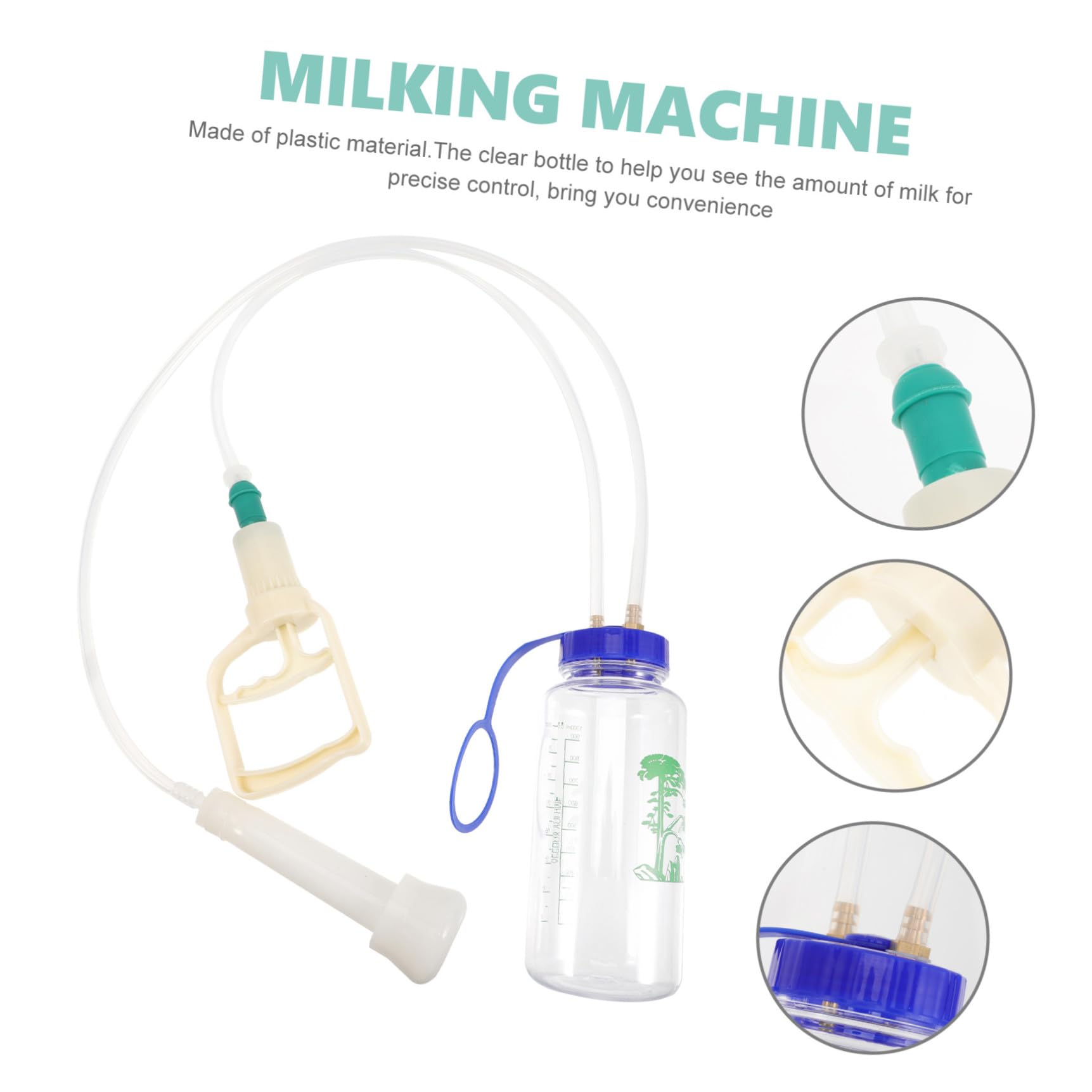 Toyvian Mungitrice Facile per Pecore in Plastica Bovini Manuale Pulire da Trasportare Set Completo Spazzola per Pulizia e Bottiglia per Fattorie e Case Lattee