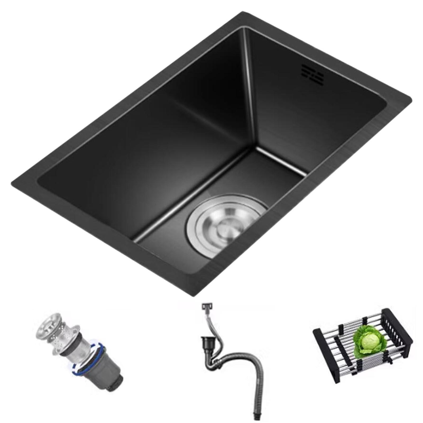 Lavello da cucina compatto in acciaio inox con sifone di scarico, soluzione salvaspazio per appartamenti, bar, camper, installazioni sotto il bancone (28 x 42 cm)