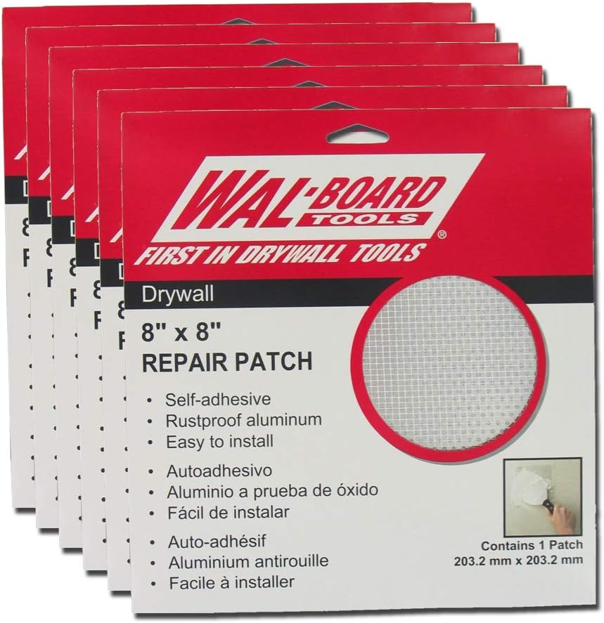 WalBoard 8" x 8" Drywall Repair Patch Adhesive Mesh and Aluminum (6Pack)