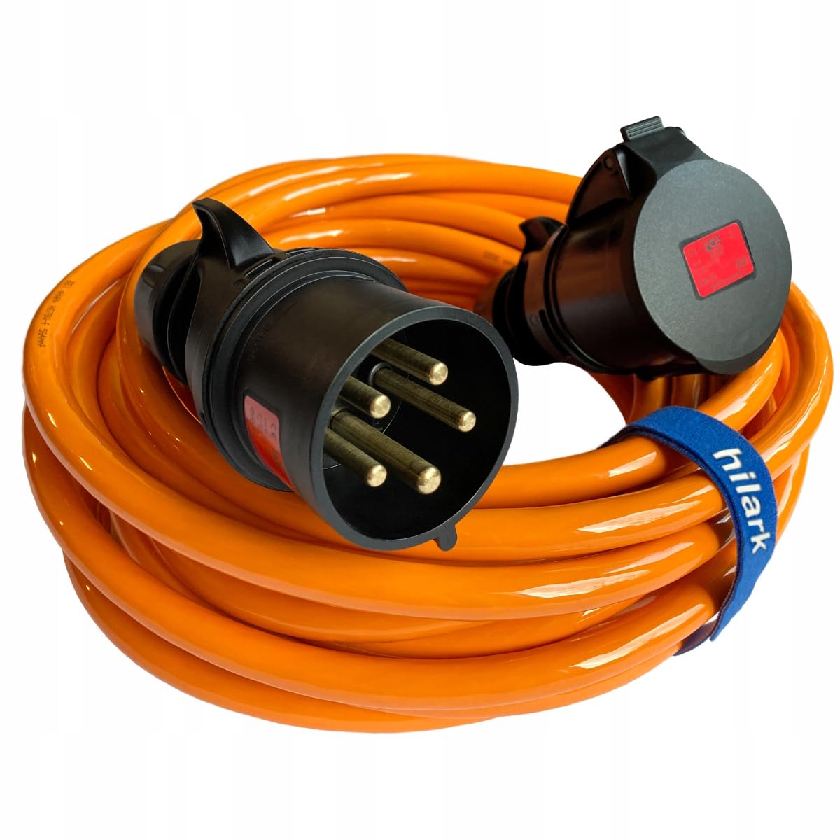 Hilark Cable Tech STÄRKSTES VERLÄNGERUNGSKABEL AUF DEM Markt, PUR H07BQ-F 5x4 32A, Stecker 025-6x POLYURETHAN 2m