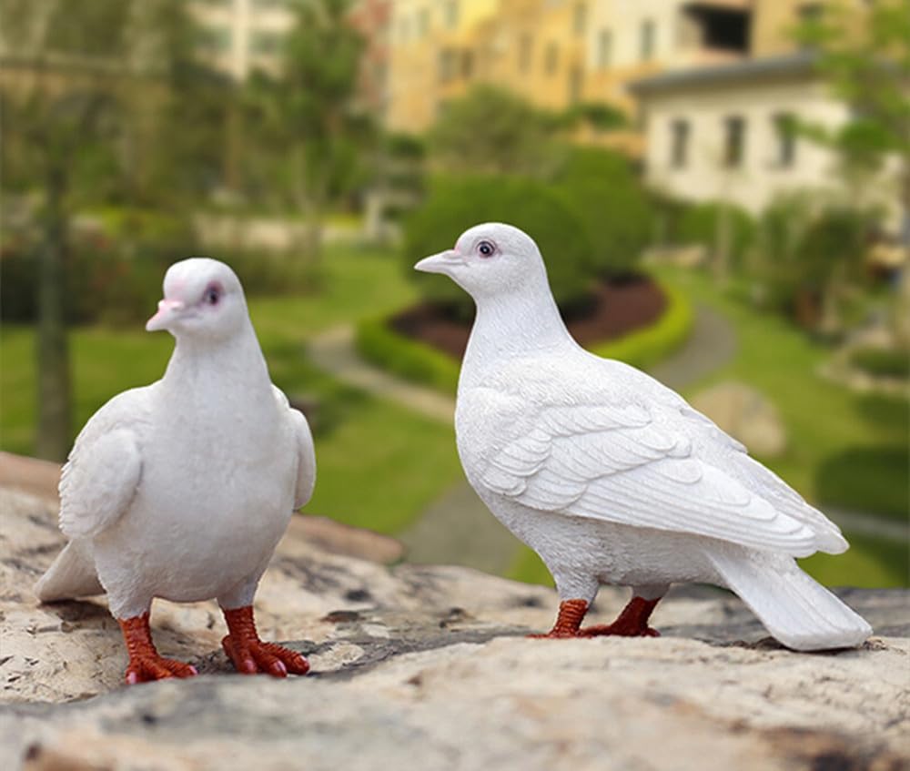 Dove Figurine Statue Gift Home Decor Pigeon Statue for Outdoor Garden Home Garden Lawn Patio Porch (White)